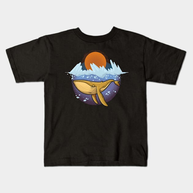 Purple Ocean Kids T-Shirt by LetterQ